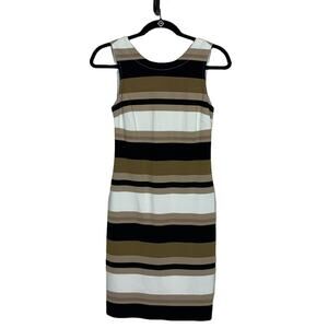 Banana Republic Striped Sleeveless Shift Dress Black Neutral Size 2 Petite